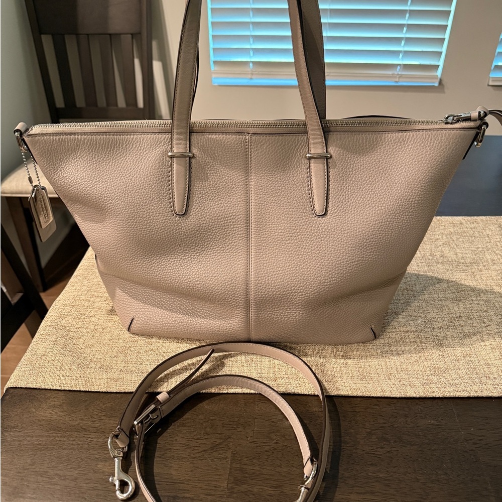 Coach Taupe Leather Tote Satchel Bag